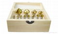 Titanium Coated 6 pcs DIN335C HSS 3 Flute Countersinks Set 2