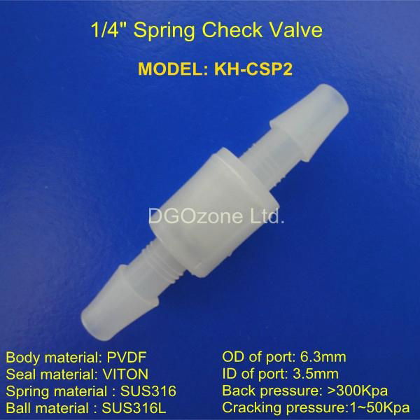 6mm PVDF mini spring plastic check valve one way check valve