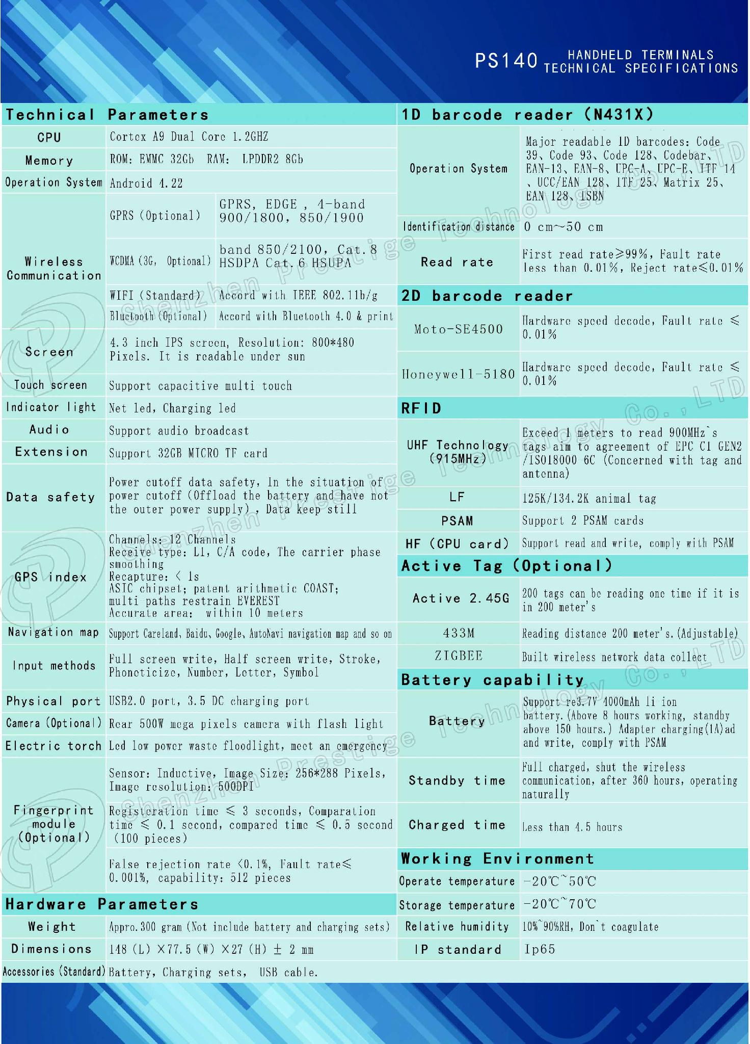 PS-140d Android Handheld terminal PDA with HF(13.56) Rfid reader & 1D scanner 2