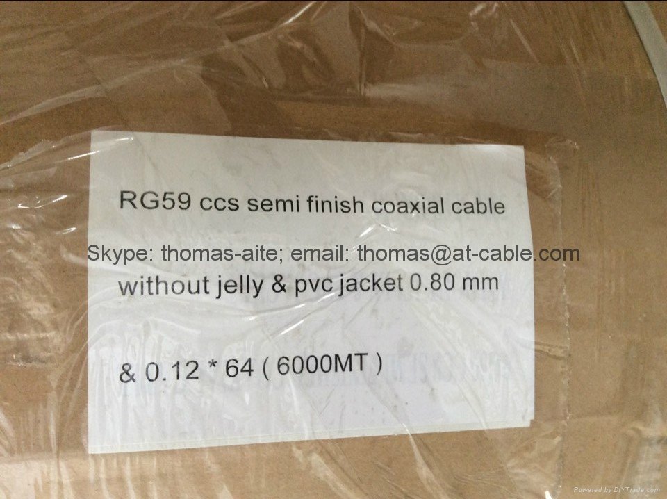 RG59 CCS Semi Finished Coaxial Cable without Jelly and PVC Jacket 0.8mm 6000mt