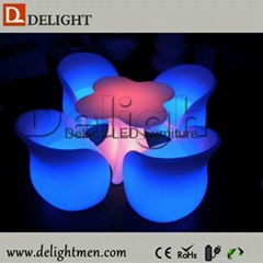 PE Rechargeable led inside Illuminated LED Lounge Table and Chair