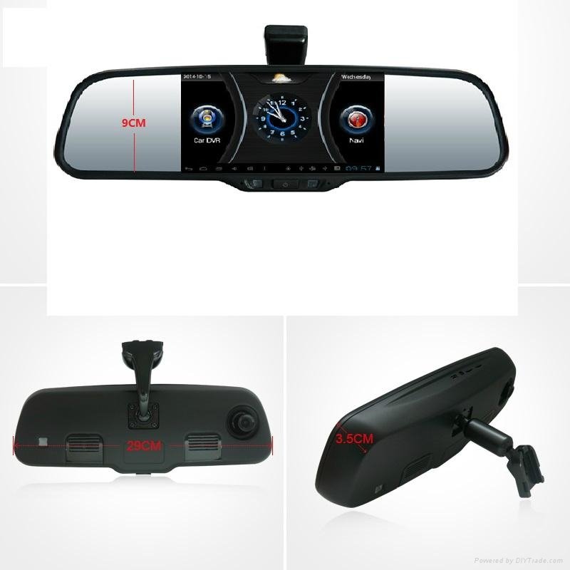 Android 5 Inch  Rear Mirror GPS Navi car DVR  BT Rear camera Radio WIFI
