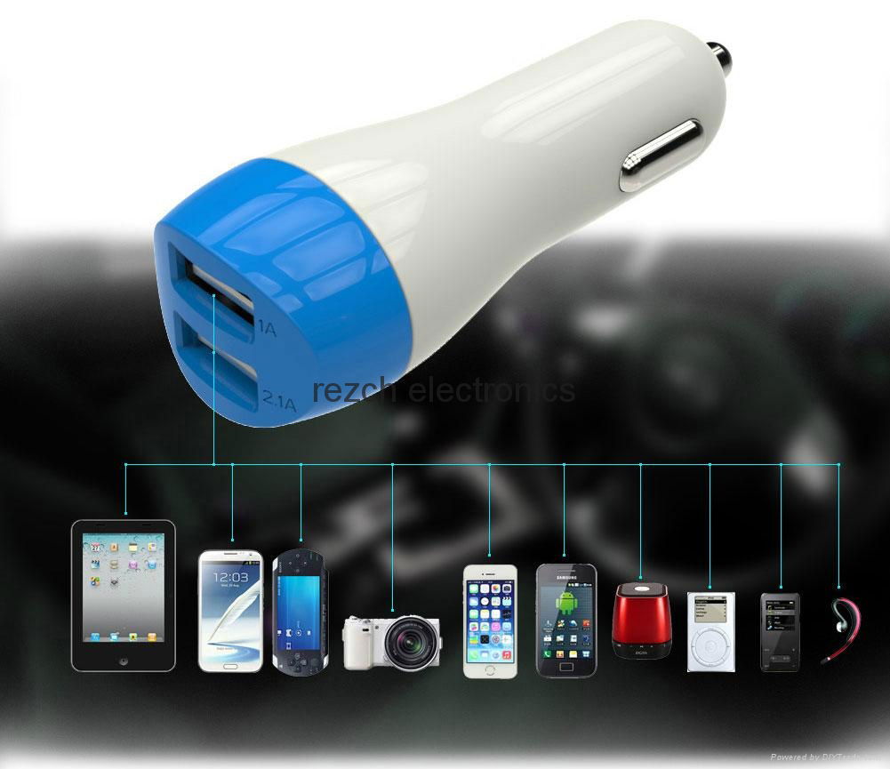 2015 New Arrival Super Mini Dual USB Car Charger Support Fast Charging 5