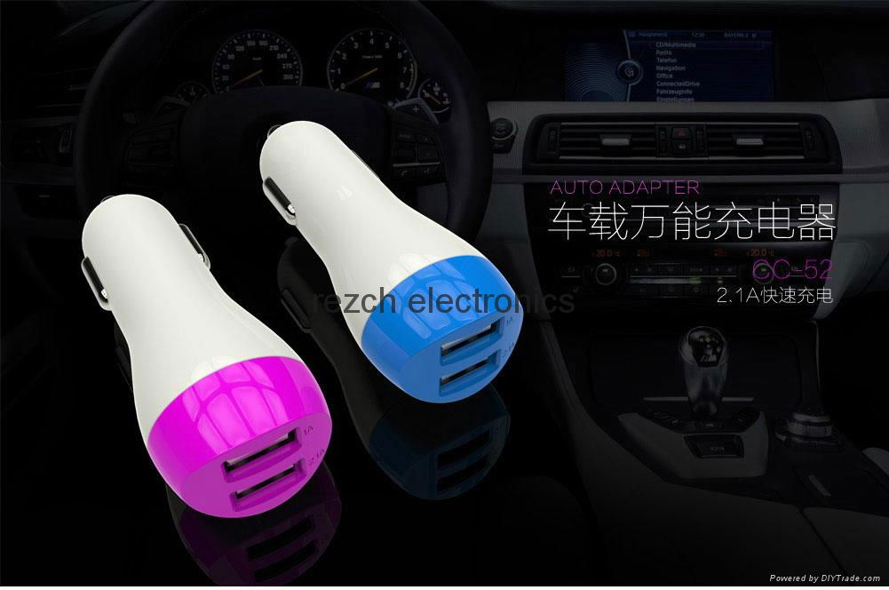 2015 New Arrival Super Mini Dual USB Car Charger Support Fast Charging 4