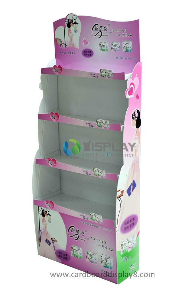 Free Standing Corrugated Cardboard Display Stand with Shelves 5