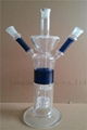 blue glass bong of smoking pipe with tobacco accessories 3