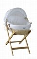 Baby Moses basket with fabric and wooden stand