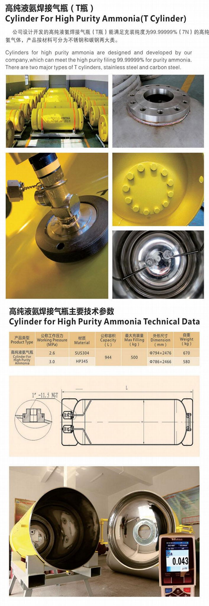 High Purity Ammonia Cylinder 2