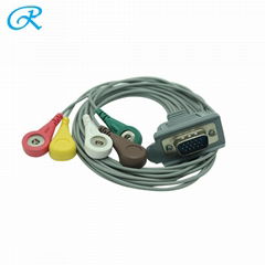 300 Holter DMS 300 ecg cable 5 lead leadwires snap type IEC standard