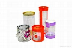 Clear plastic bucket with handle plastic candy tube 