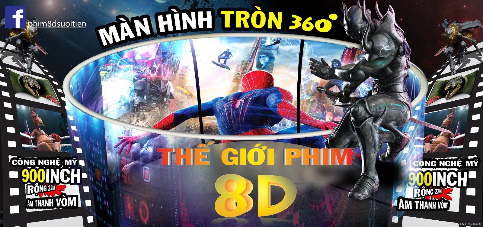 8D cinema with 3D images,360 degrees screen,full effects 5