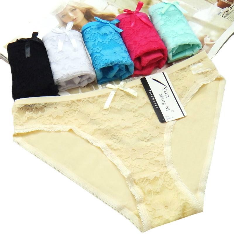 Yun Meng Ni Sexy Underwear Front Transparent Lace Girls Briefs Cotton Panties 5