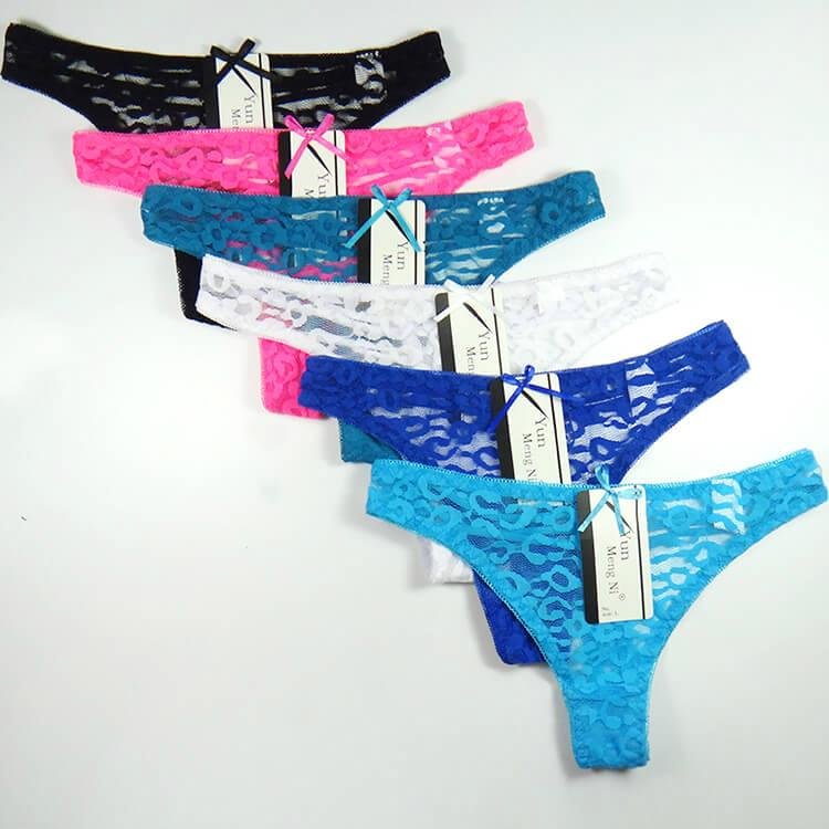 un Meng Ni Sexy Underwear Lepoard Emboriered Women's G-String Lace Nylon Thongs  5
