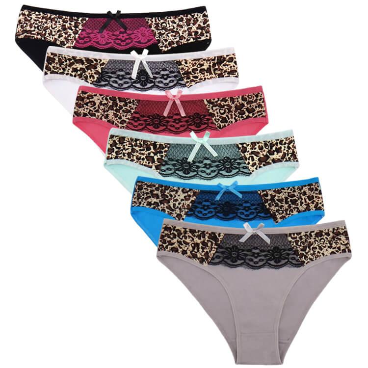 Yun Meng Ni Sexy Underwear Front Leopard Printed With Lace Briefs Soft Cottton P 5