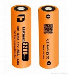 Hottest selling 20A Listman 18650 3200mah high discharge battery Listman 18650 3