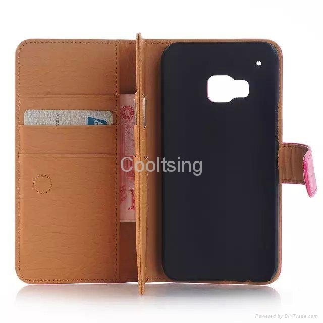 High Quality Mobile Phone 3-Wallet Crazy Horse PU Leather Flip Case for HTC M9