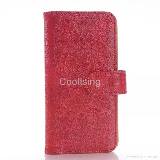 High Quality Mobile Phone 3-Wallet Crazy Horse PU Leather Flip Case for HTC M9 4