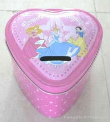 Heart shaped coin tin box