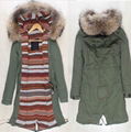 Mr fur big brown collar long style lamb liner parka