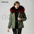 wine red big raccoon fur collar women