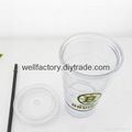 Clear double wall plastic travel mug with straw and lid 5