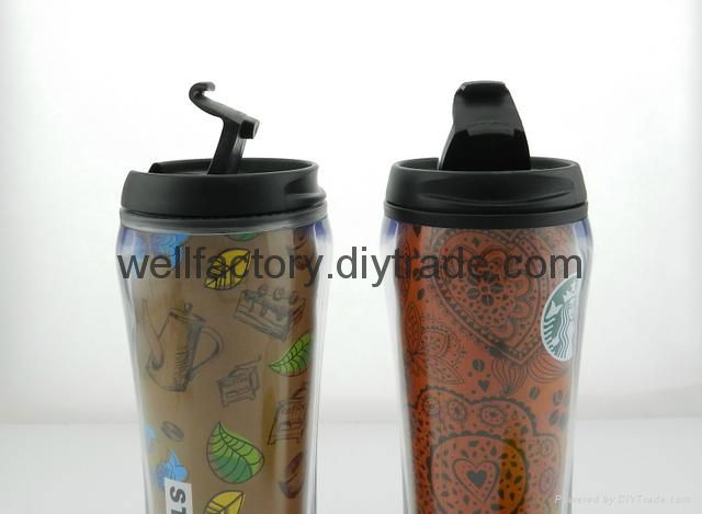 475ml starbucks style double wall plastic coffee mug 2