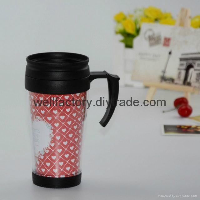 Plastic Material and Eco-Friendly Feature Plastic Travel Mug With Handle And Lid