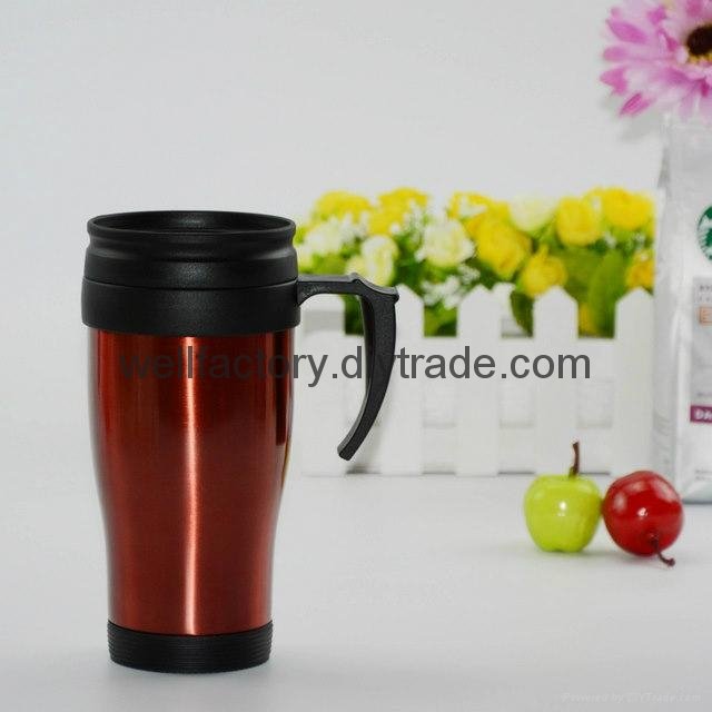 Wholesale 16 oz staineless steel Auto mug for coffee in car with handle