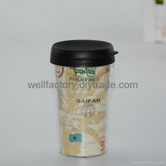 8 oz Mini removable photo insert plastic coffee mug