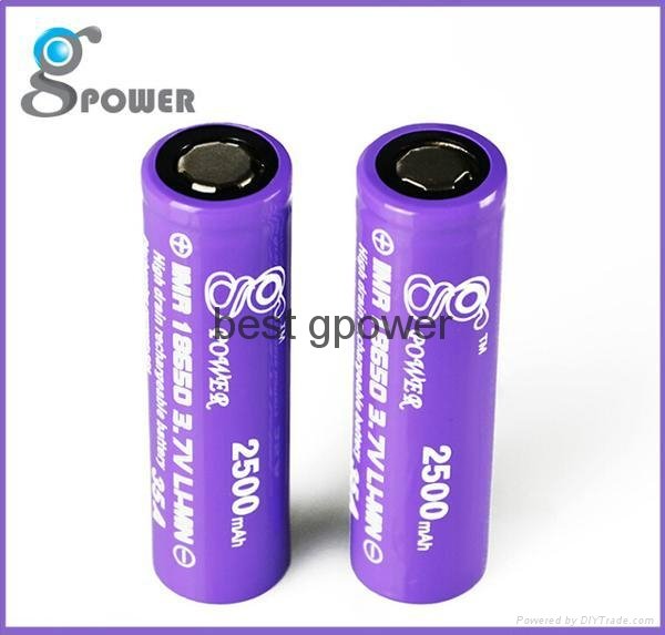 Top selling Gpower IMR 18650 3.7v 2500mah high drain rechargeable li ion battery 3