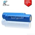 3.2v IMR rechargeable 14500 500mah li-ion battery for flashlight