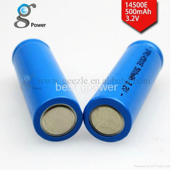 3.2v IMR rechargeable 14500 500mah li-ion battery for flashlight 2