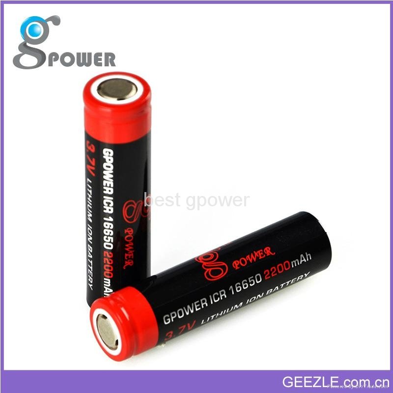 Gpower High Drain ICR 16650 3.7v 2200mah rechargeable li ion 10A battery 2