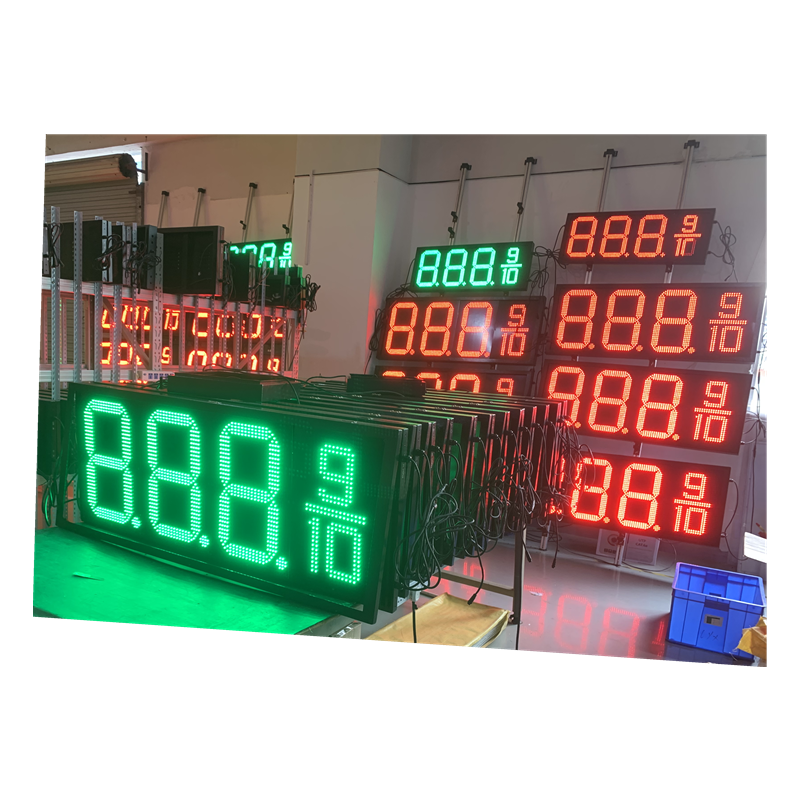 Gas station 24inch Red Green White Blue outdoor led digital sign board gas price
