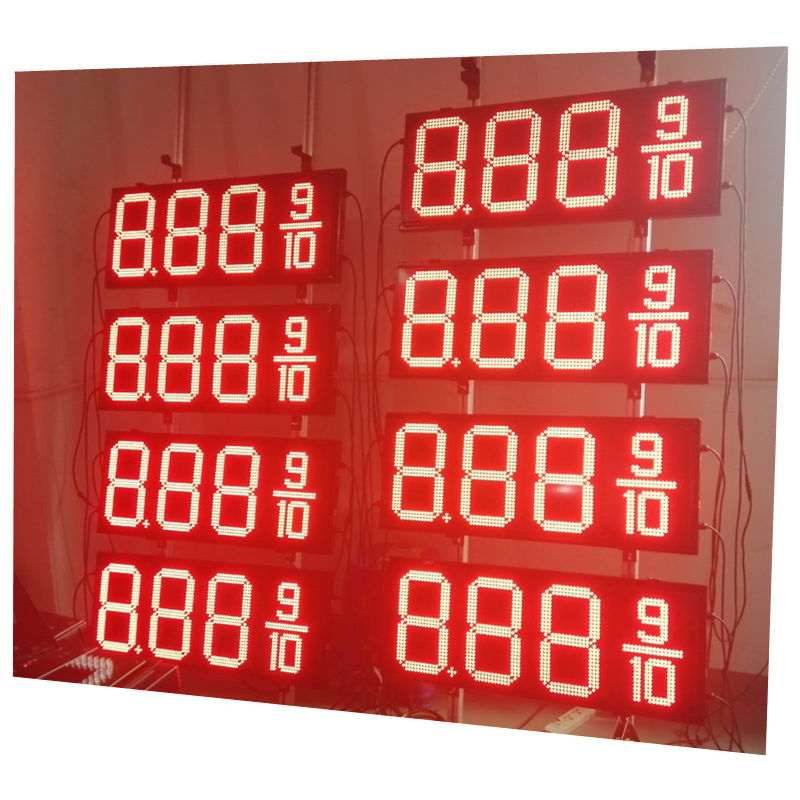 Gas station 24inch Red Green White Blue outdoor led digital sign board gas price 4