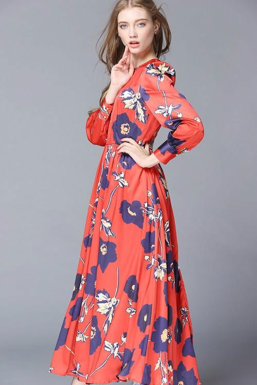 Wholesale New Fashion Floral printed Long Dress 4