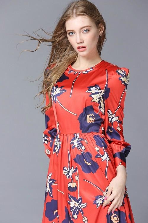 Wholesale New Fashion Floral printed Long Dress 5