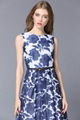 New Fashion Floral Printed Maxi Dress with Leather Belt 1