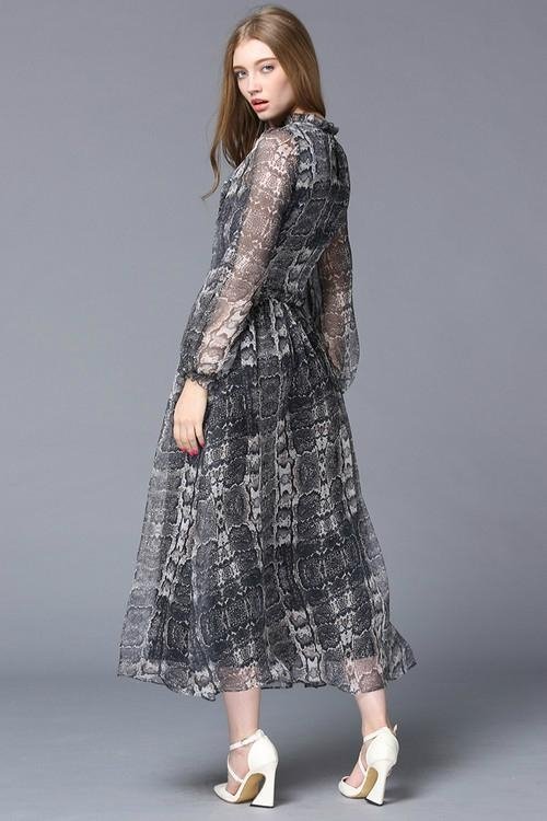 2015 New Fashion Long Sleeve Flowy Dress