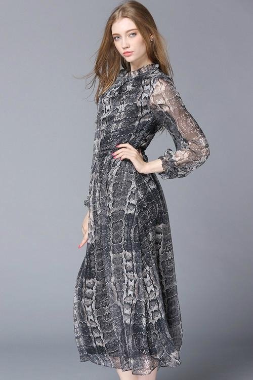 2015 New Fashion Long Sleeve Flowy Dress 5
