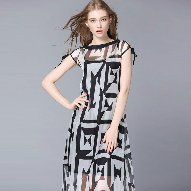 Fashion Sleeveless Chiffon 2 set Mid Dress 5