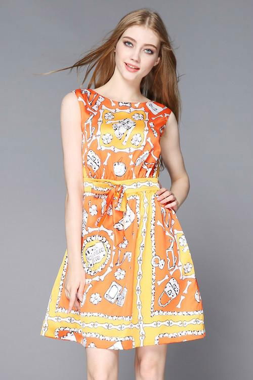 New Fashion Sleeveless Printing Short Dress 5