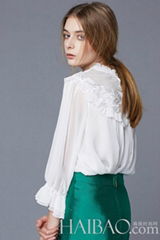 2015 New Casual Lace Decorated Chiffon Blouse