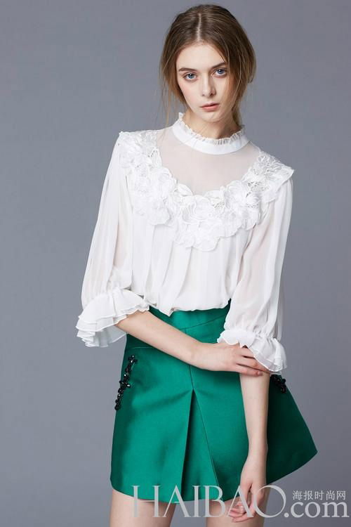 2015 New Casual Lace Decorated Chiffon Blouse 2