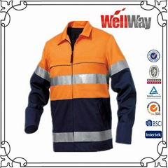 wholesale orange navy two tone reflective tape work shirts