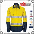 Yellow navy hi vis reflective work shirts 1