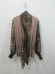 Leopard print scarf chiffon comfortable long-sleeve  knitted wear ventilation  