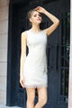 2015 women's short white flower sleeveless new style elegant 