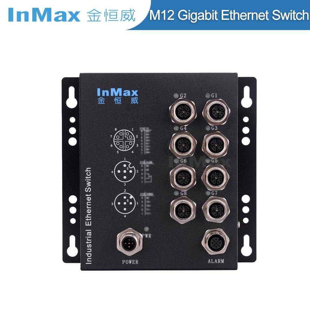 EN50155 M508B 24V 8 Port M12 Railway Gigabit Industrial Ethernet Switch