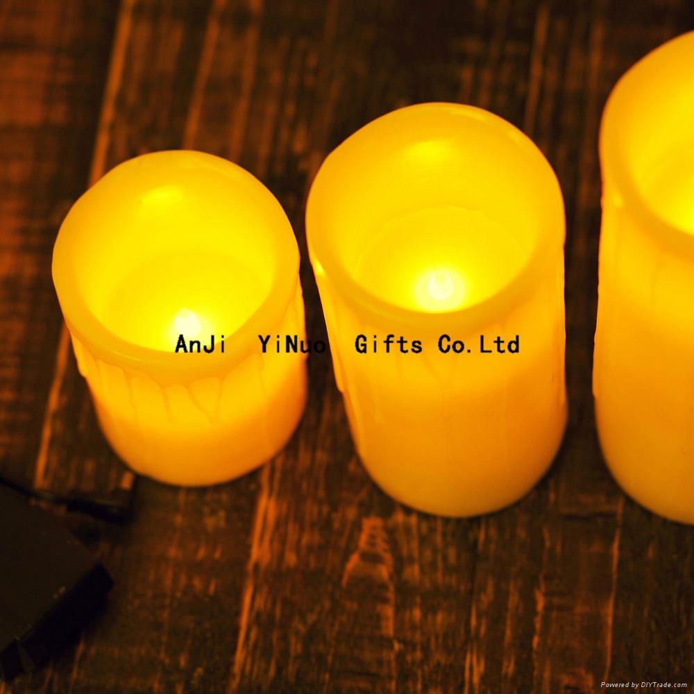 Hot Sale Remote Control Rechargeable Flameless Wax Led Candle Set of 3 2